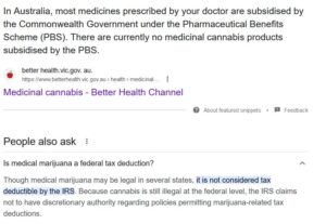 Are there any tax benefits or deductions available for medical marijuana expenses in Australia